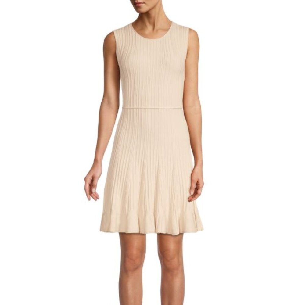 Theory Linear-Knit Wool-Blend A-Line Dress